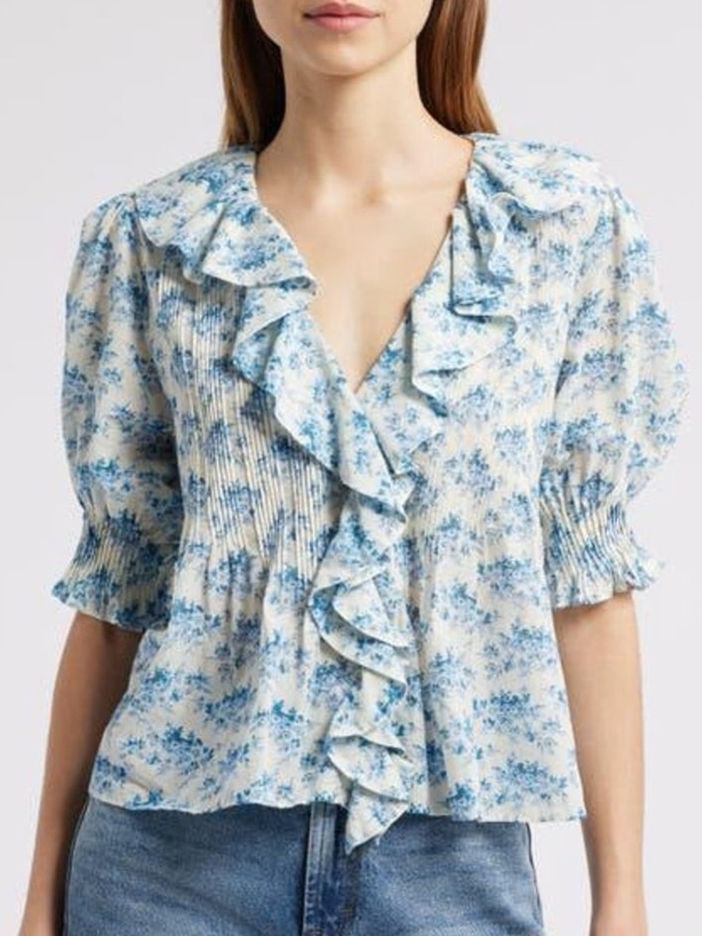 Doen Henri Top - Bleu Rosier Floral XL